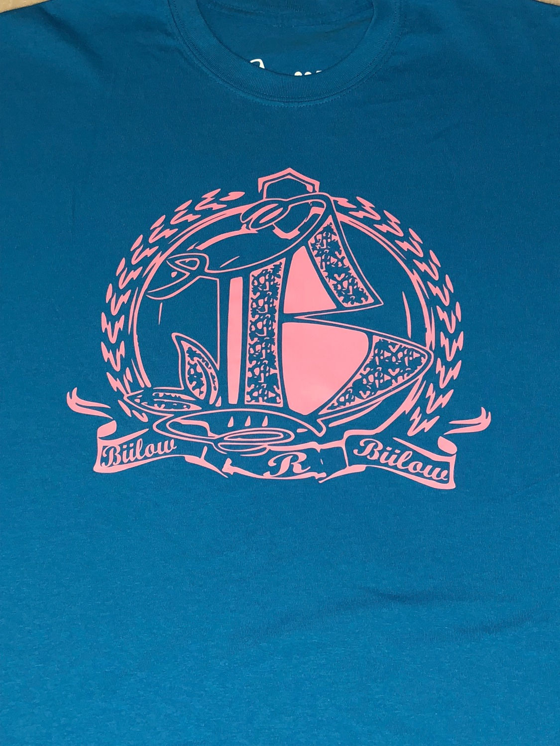 Turquoise XL Shirt with Pink Print