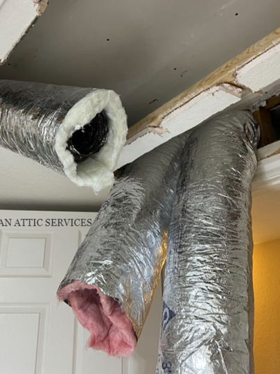 Air vents are out of the wall, before getting cleaned.