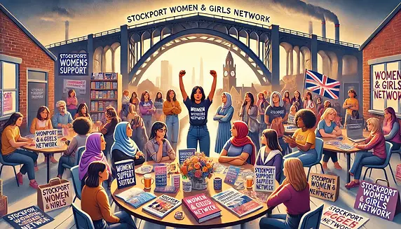 DALL·E 2024-11-11 16.40.24 - An empowering image showcasing Stockport Women and Girls Netw