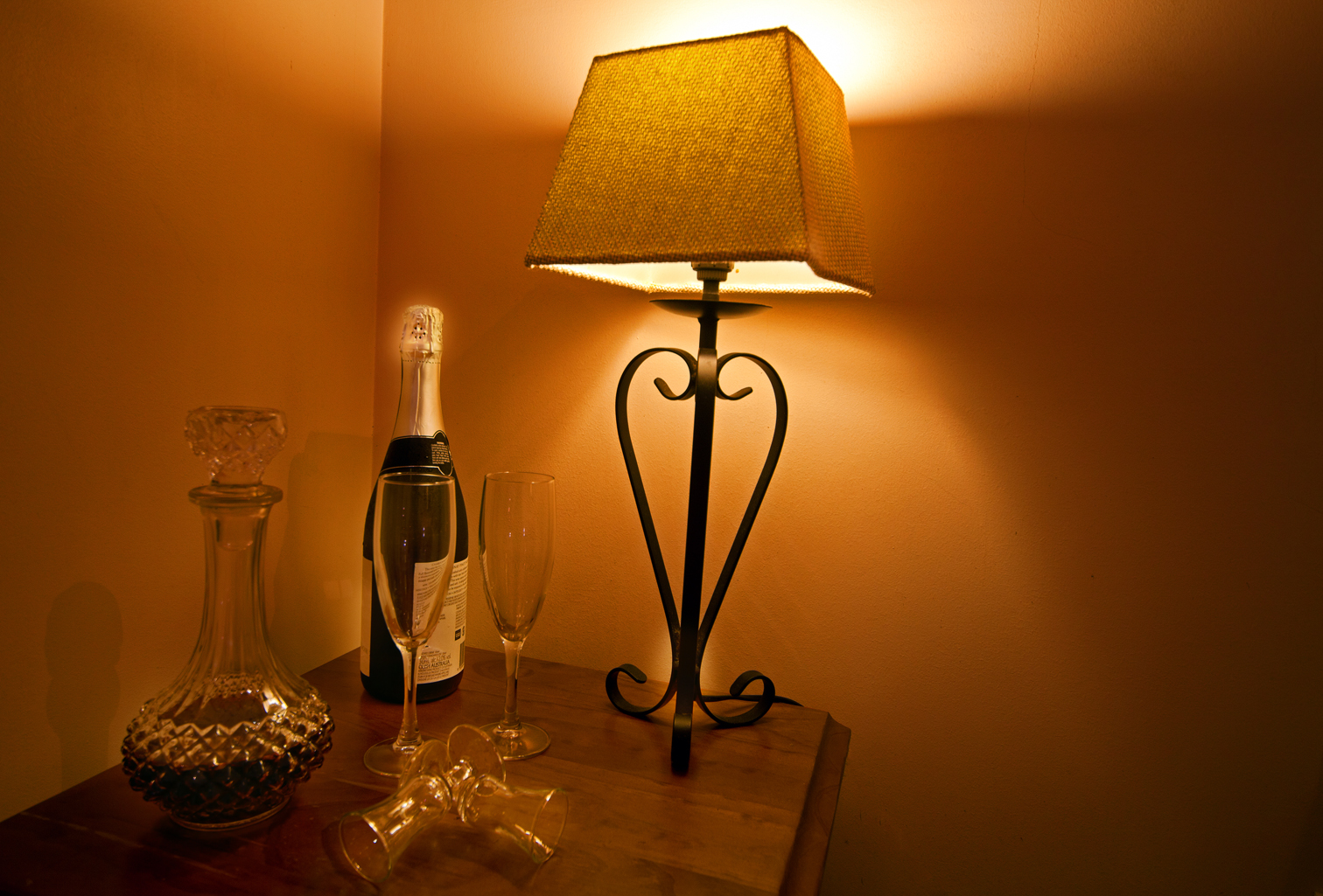 Drinks and bedside table