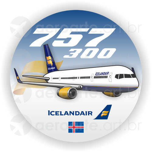 Boeing 757300 Icelandair round sticker Aeroarte