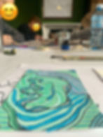 Creating tranquility through art: capturing the essence of mindful creativity in class.