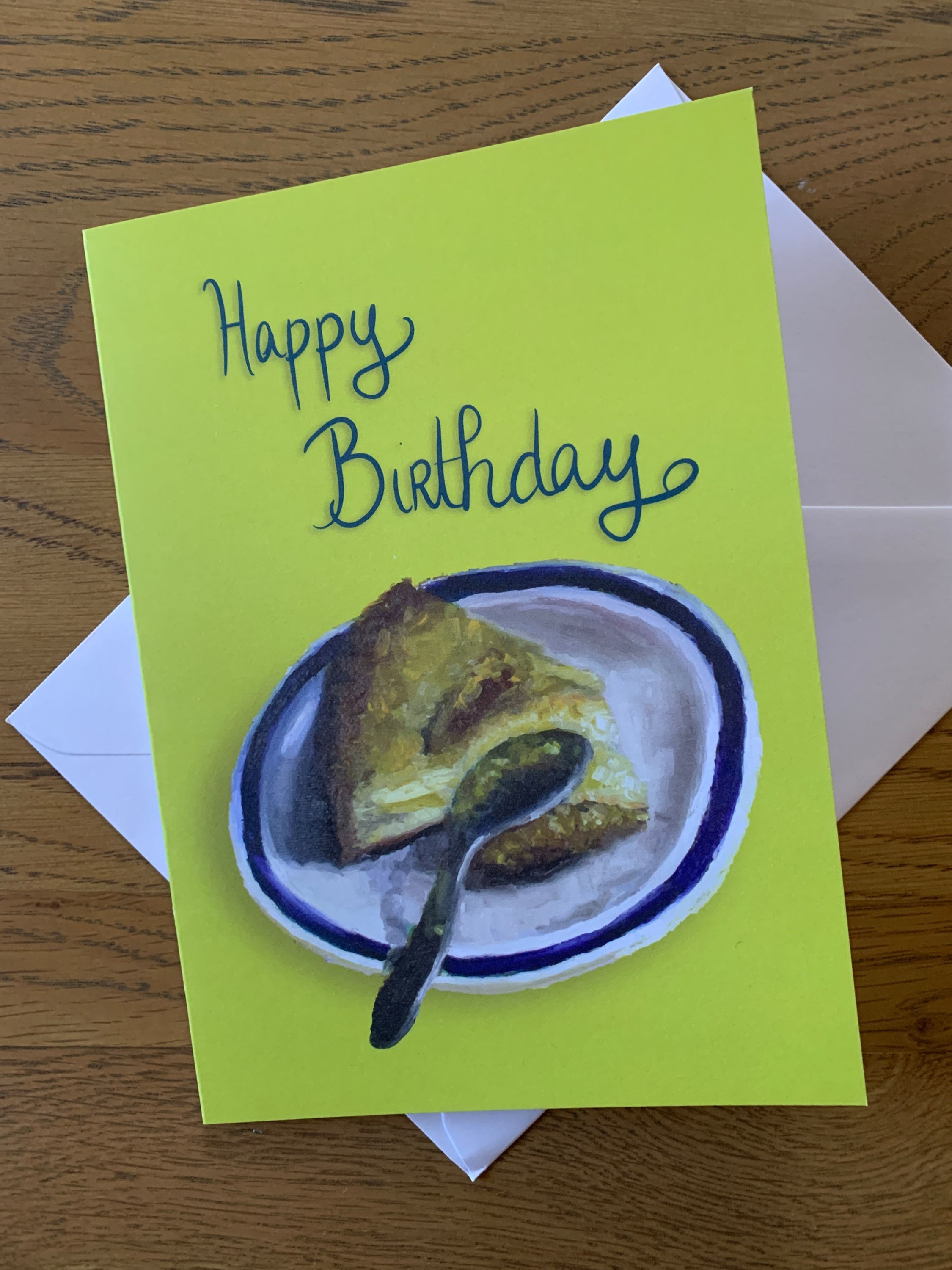 Happy Birthday Greeting Card with Paintly Cake Design | 5x7'' Card with Envelope