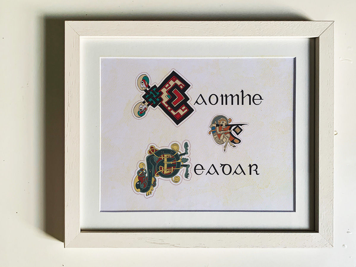 A personalised 10x12” Celtic print inspired by the Book of Kells