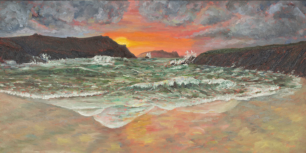 More Precious than Gold and Silver (Oil Painting, Sunset on Clogher Beach)