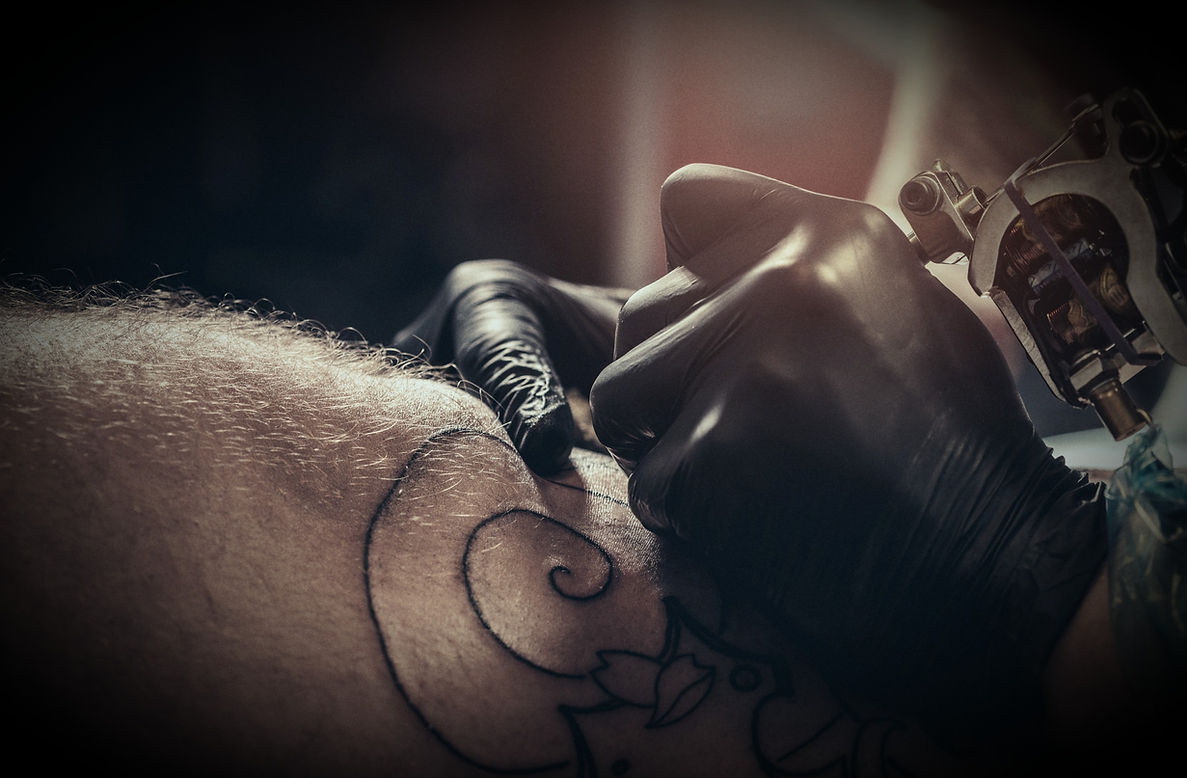 Close up of a tattoo in progress