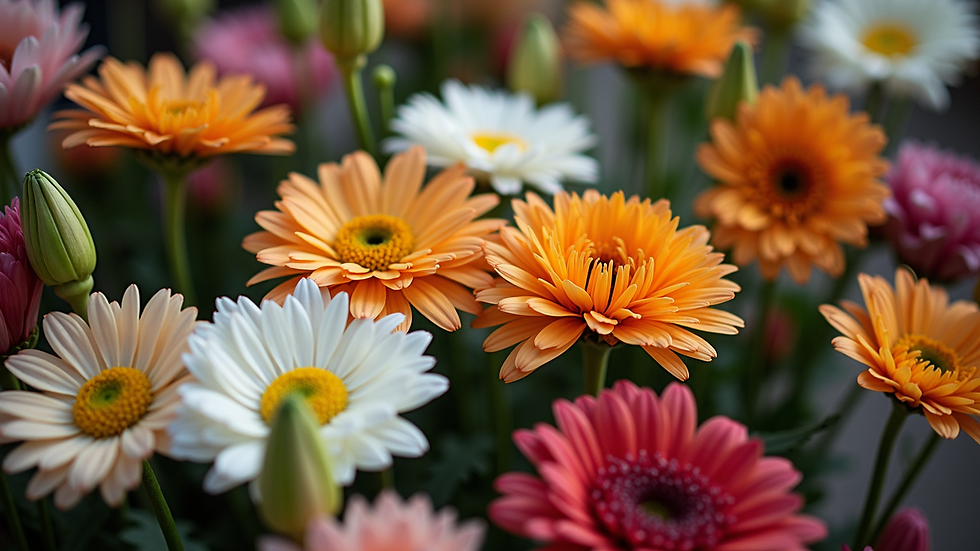 High angle view of flowers arranged at Melbourne Flower Market