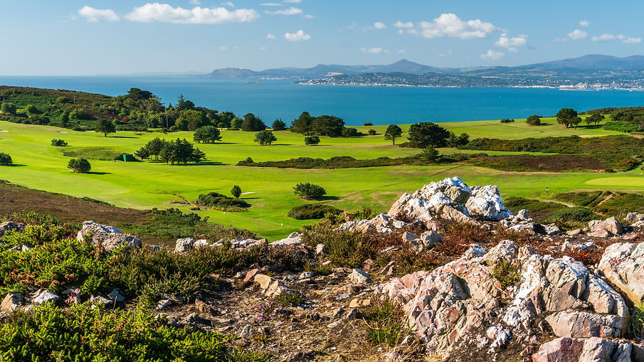 View from the Ben of Howth overlooking Howth Golf Course and Dublin Bay