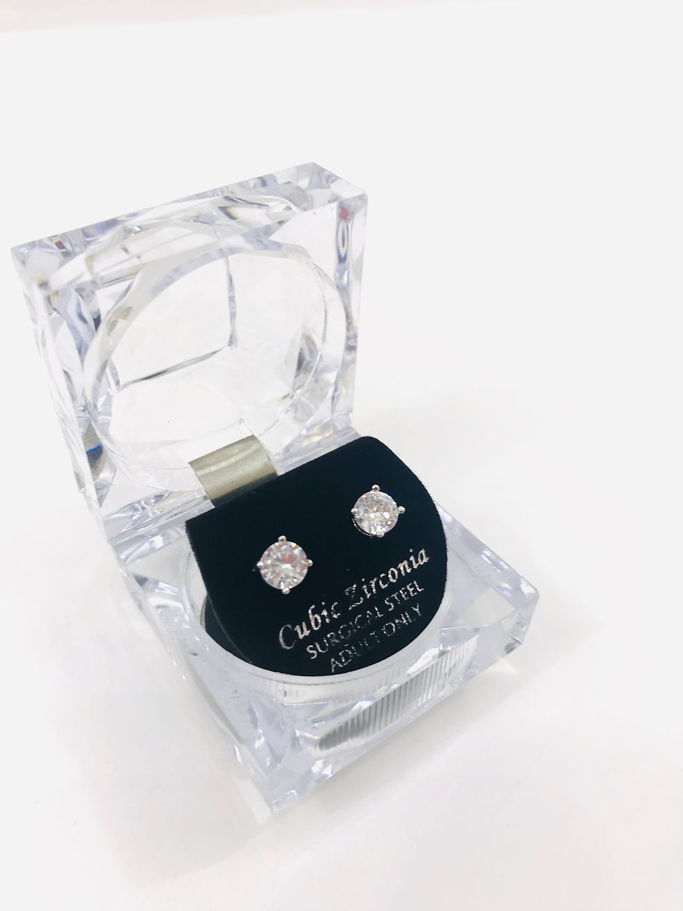 Thumbnail: CZ Square - Silver Plated Cubic Zirconia Earrings