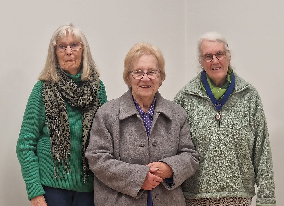 L-R Carole Thomas Vice President, Diane Cornforth former President, Val Craddock President