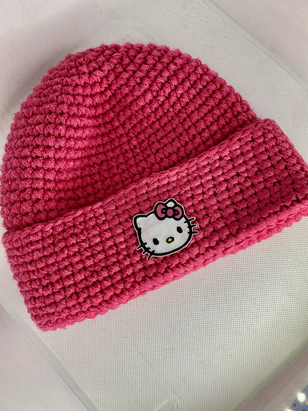 hand crocheted hello kitty beanie