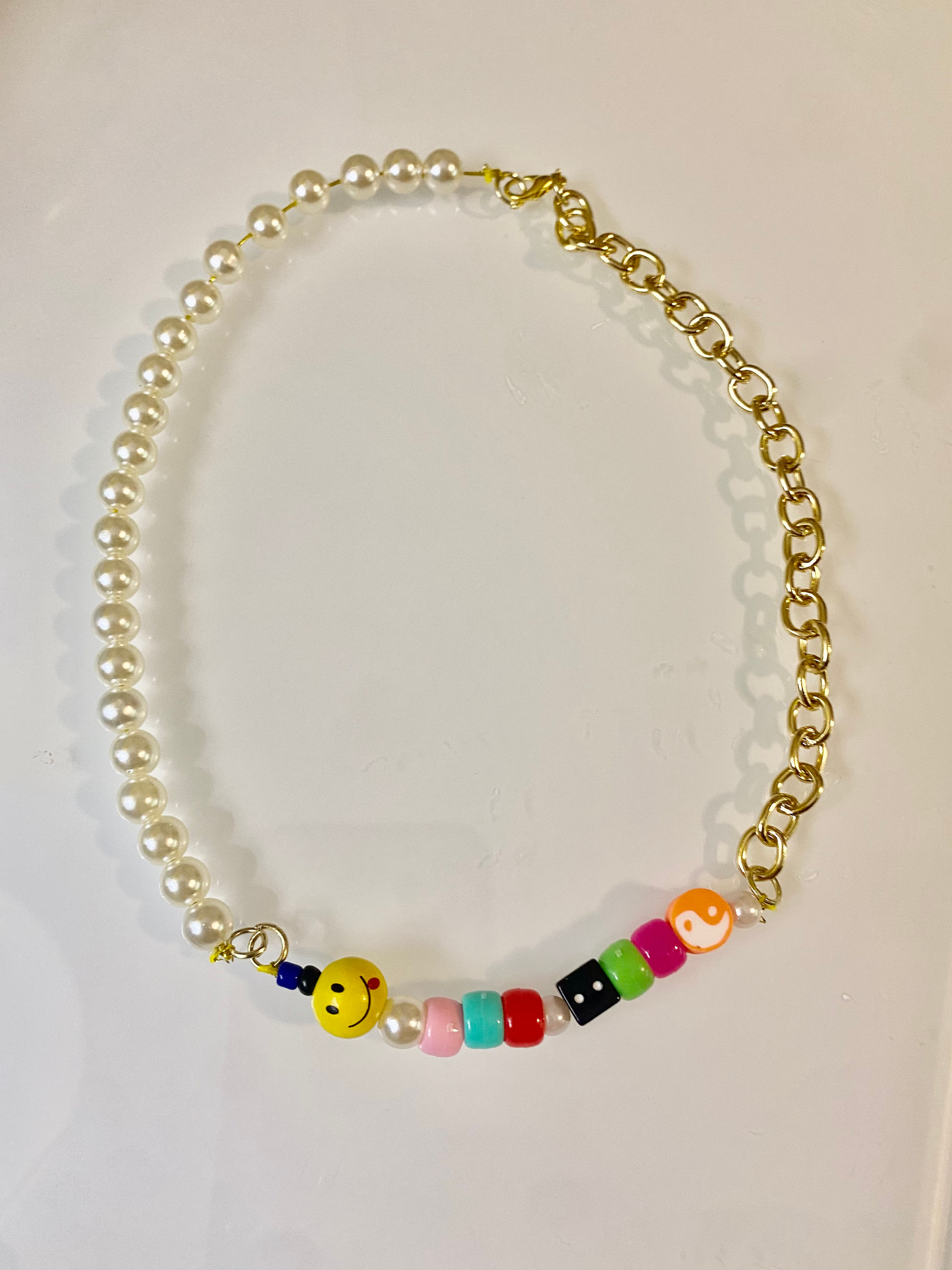 pearl gold beaded necklace