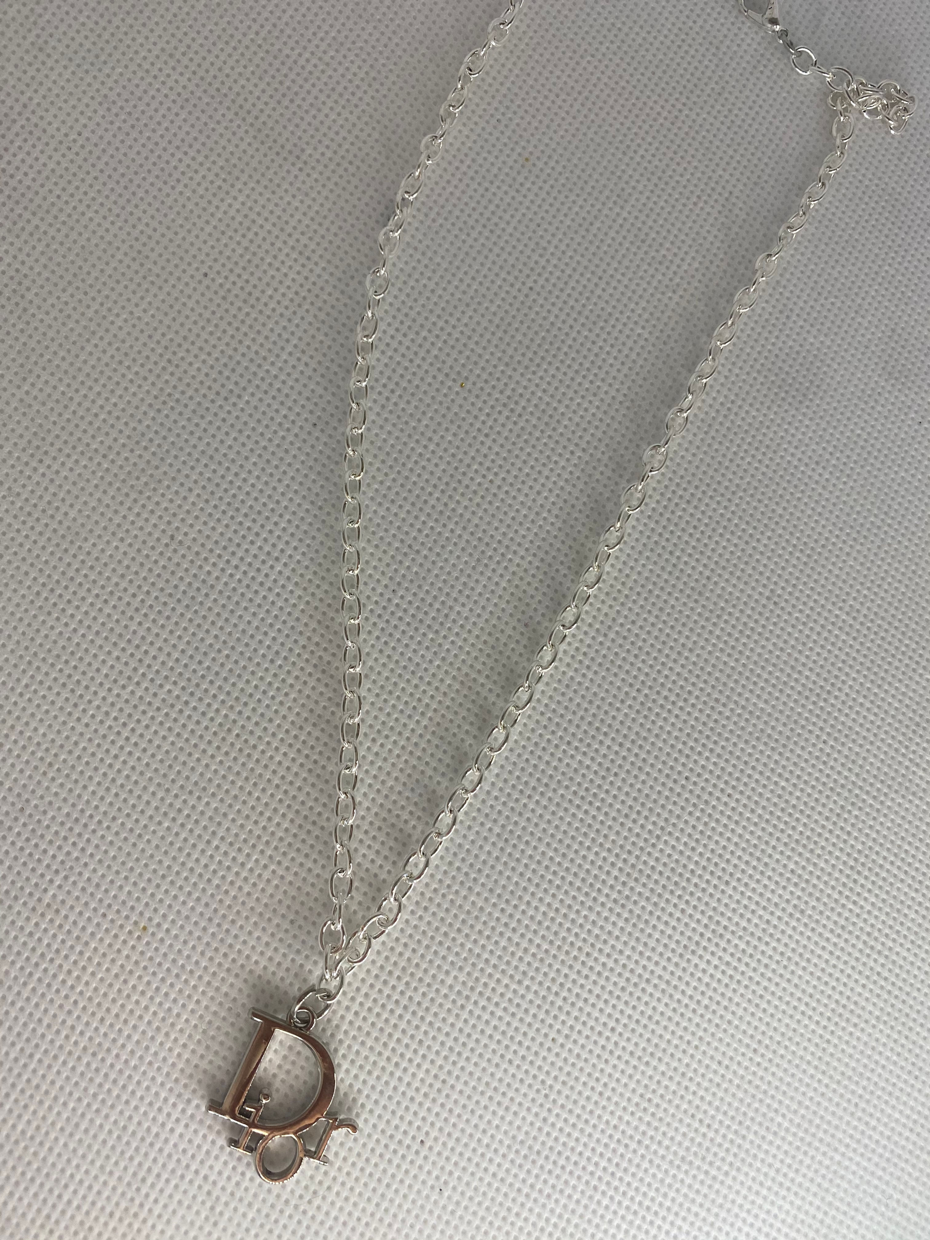silver logo necklace