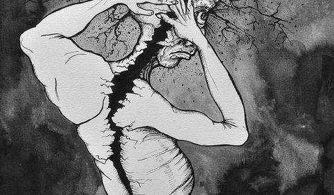 Encre sur papier aquarelle présente dans un recueil de poèmes de Serge Moulin.
Prix du recueil : 20 € (frais de port compris)