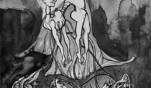 Encre sur papier aquarelle présente dans un recueil de poèmes de Serge Moulin.
Prix du recueil : 20 € (frais de port compris)