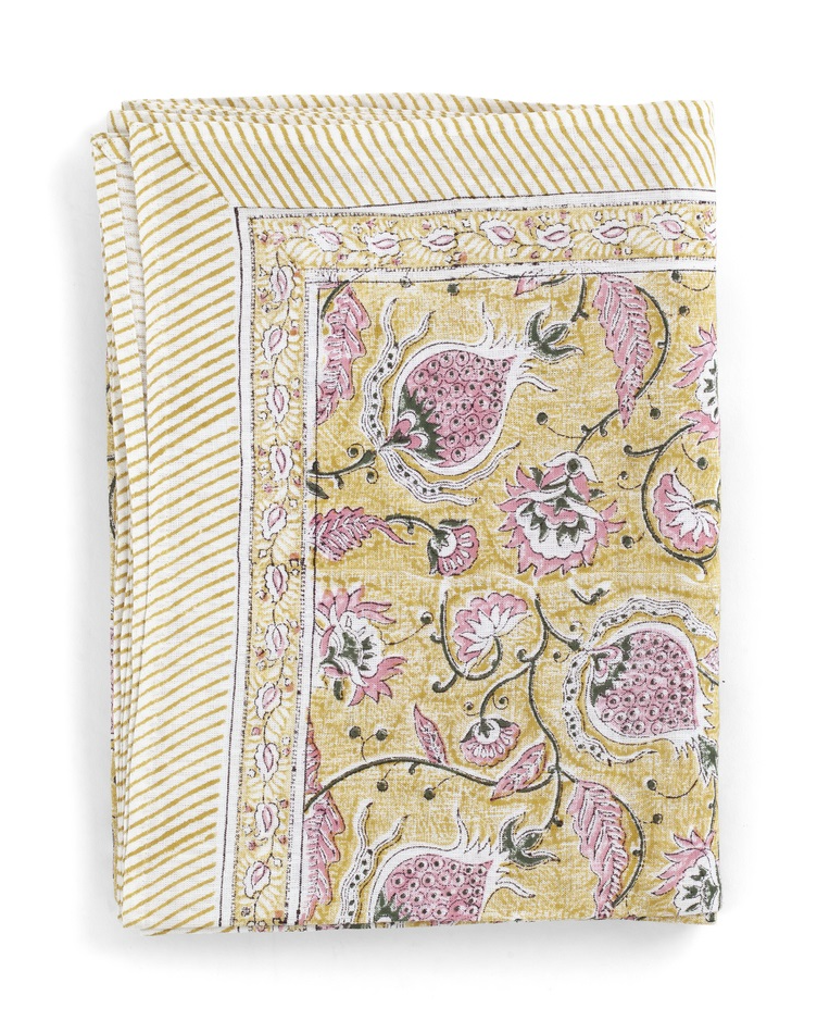Block Print Tablecloth In Yellow