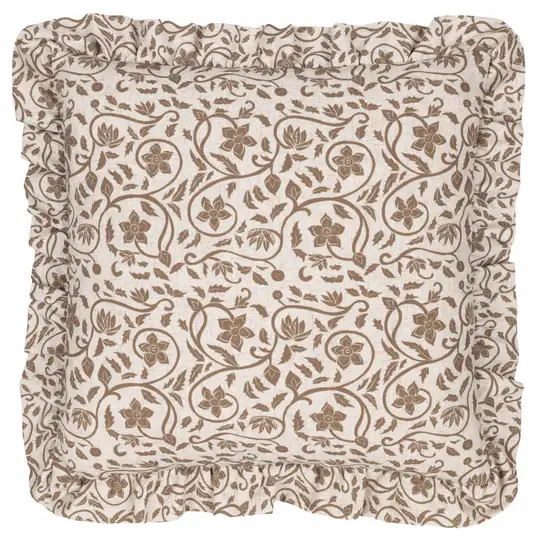 copy of Linen Filigree Olive Block Print Cushion