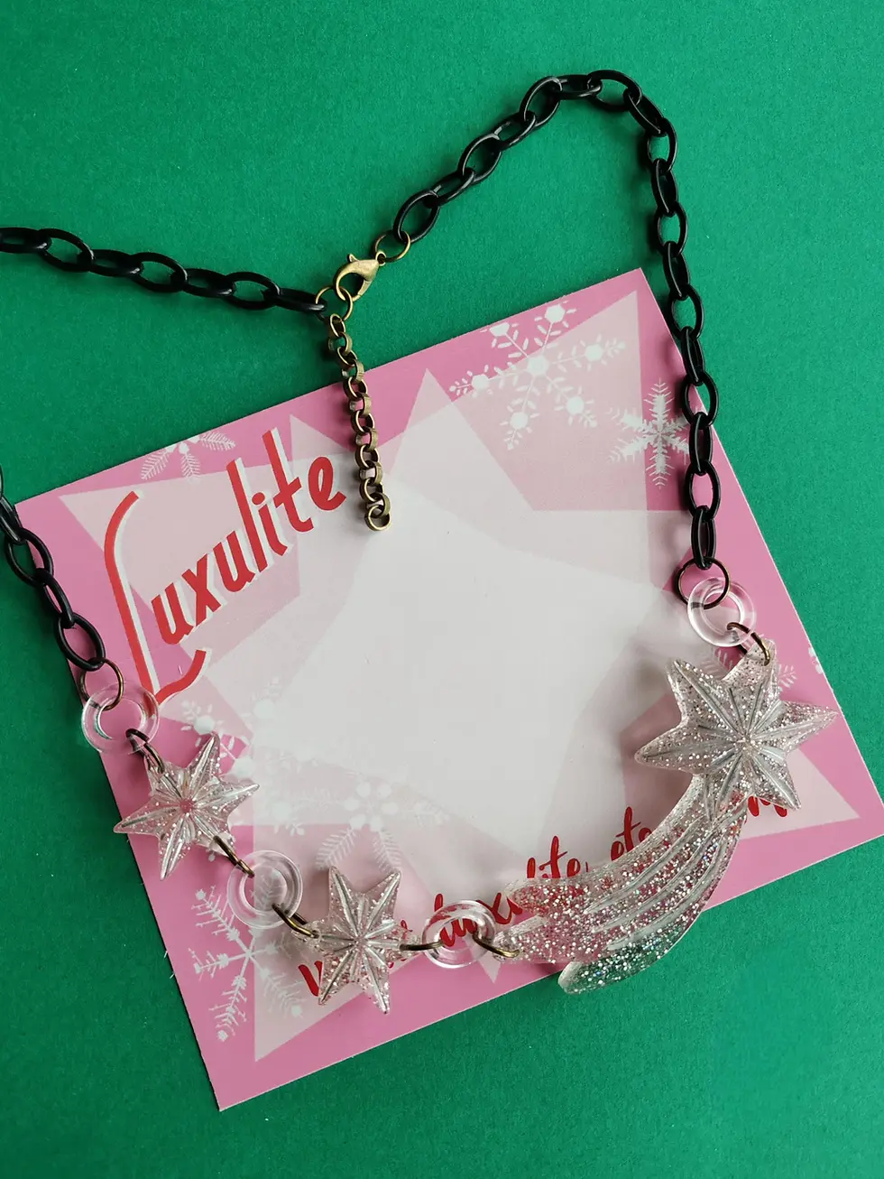 Thumbnail: Shooting Stars - Silver Sparkle Festive Necklace or Brooch - VintageLucite Style