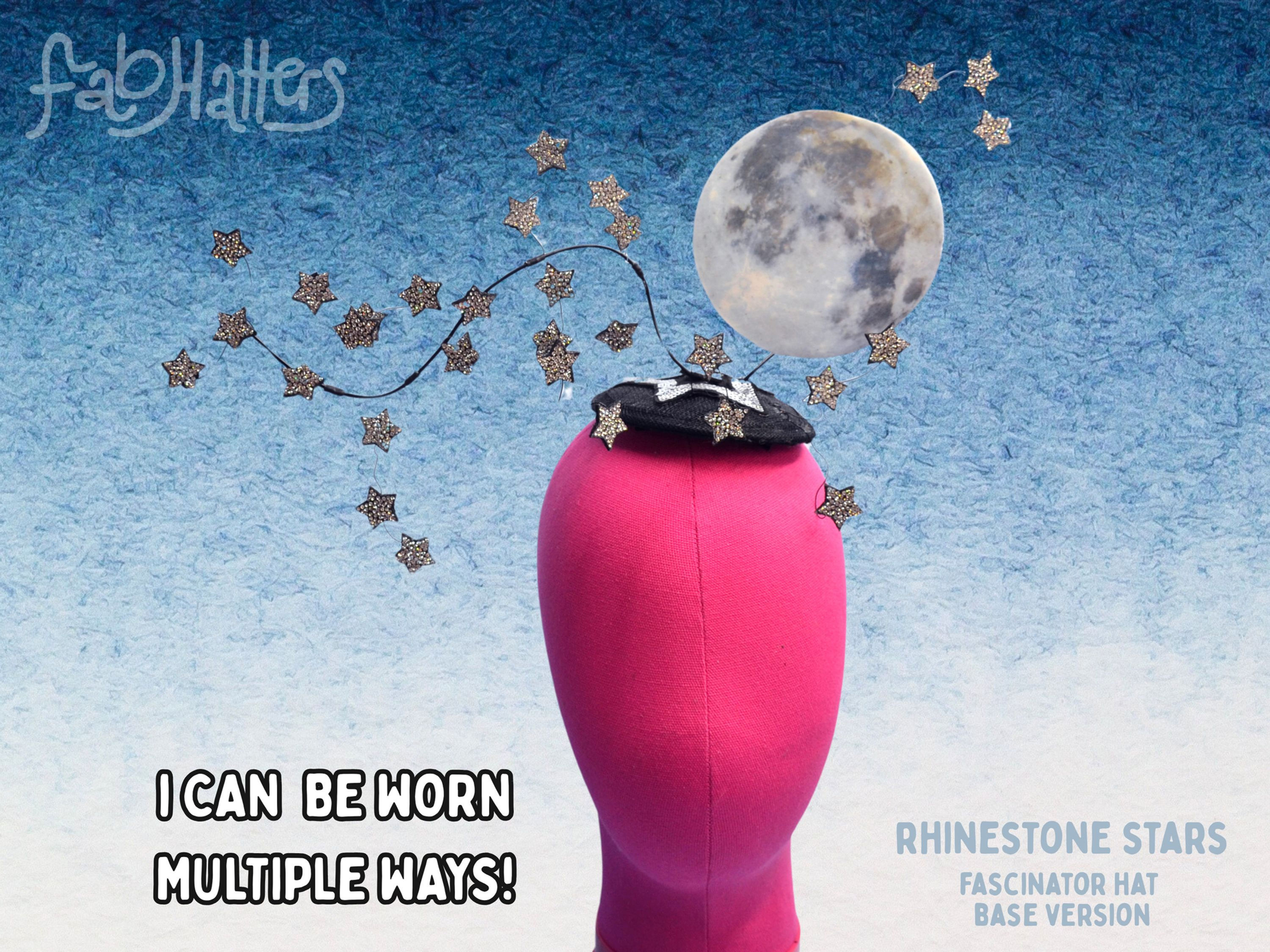 Silver Star & Moon Headdress Fascinator – Hedy Lamarr Inspired Hat – Celestial C