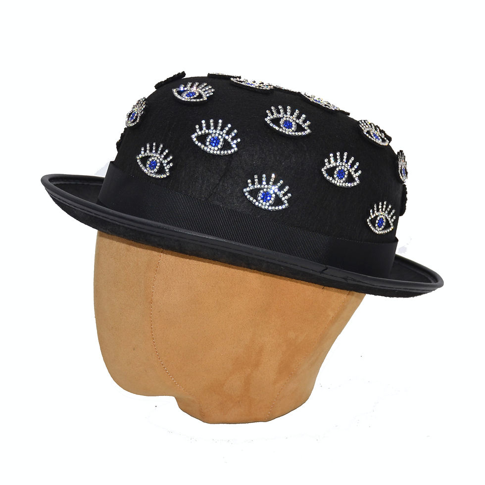 Thumbnail: Surrealist Jeweled Eye Black Bowler Hat | Ready to Ship | Dali | Surreal Ball