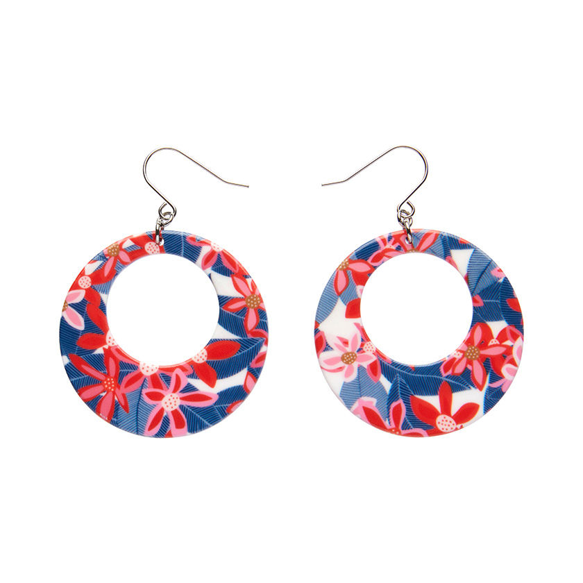 Christmas Bush Circle Drop Earrings - Red | Jocelyn Proust