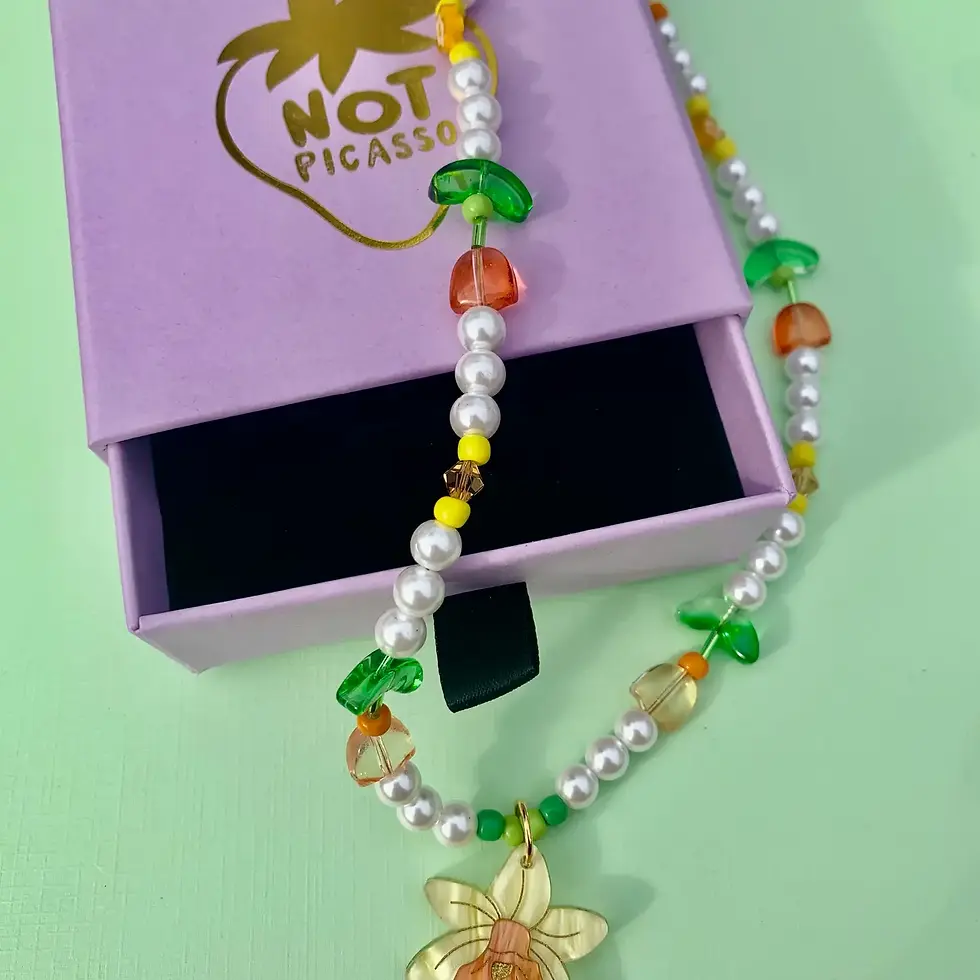 縮圖：Daffodil Beaded Pearl Necklace - Not Picasso - Botanical Flower