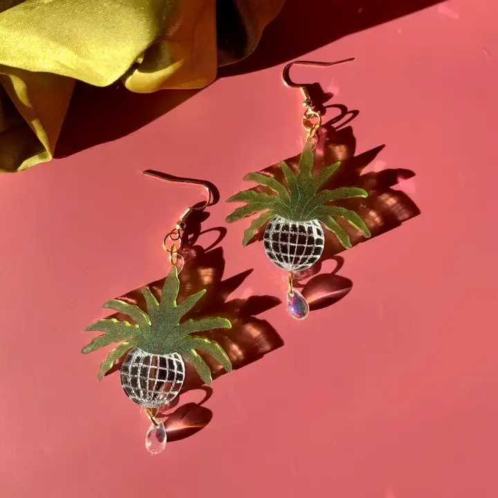 Thumbnail: Disco Ball Planters Earrings - Botanical Air Plant - Not Picasso