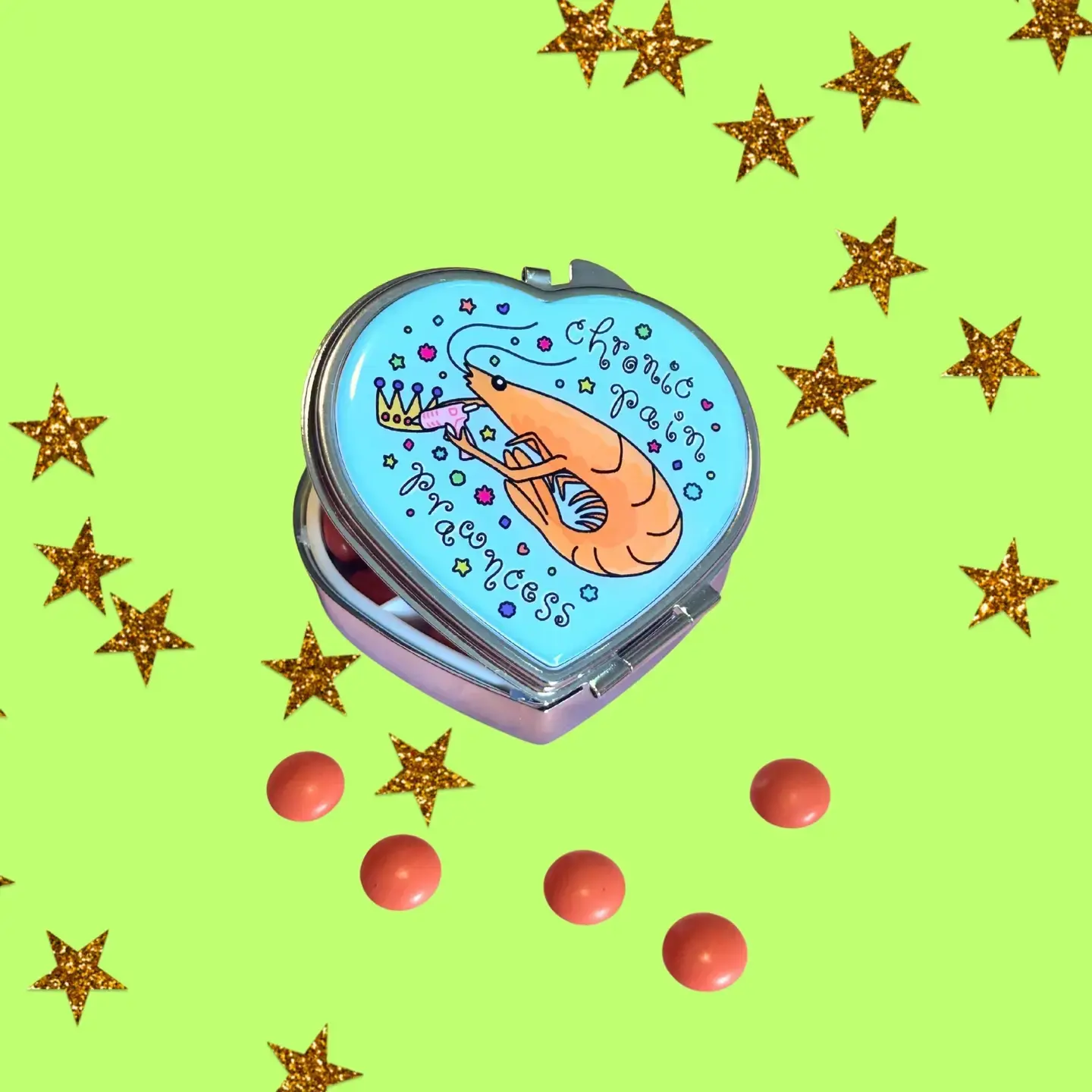 Chronic Pain PRAWNcess - Pill Case - Tamiko Sidore Studio x TPF - Shrimp