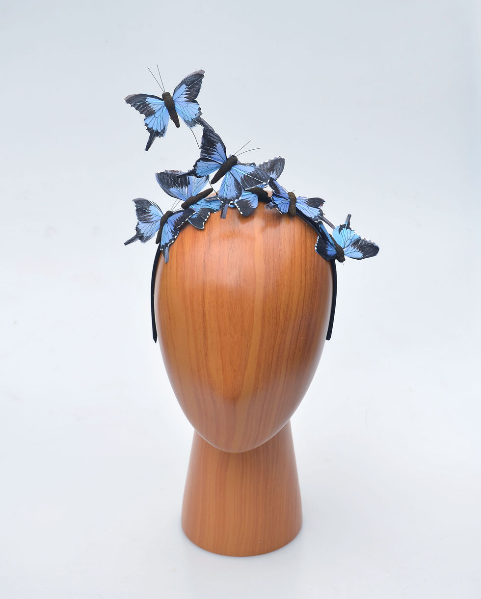 Thumbnail: Blue Feather Butterfly Fascinator Headband
