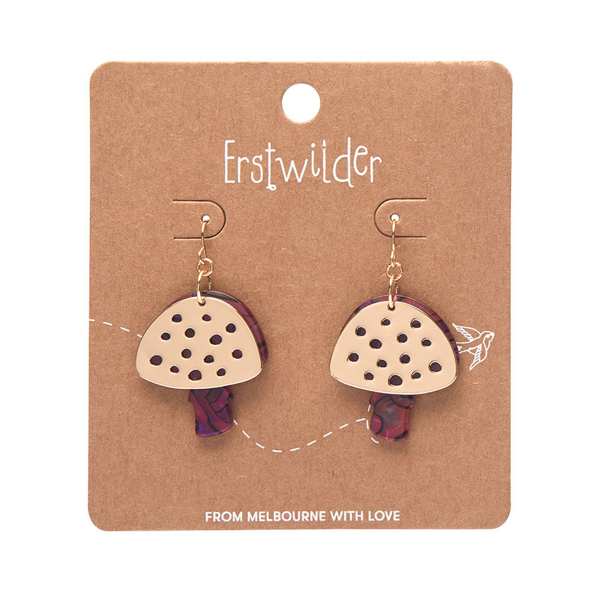 縮圖：Red, Pink, Blue - Mushroom Textured Resin Drop Earrings