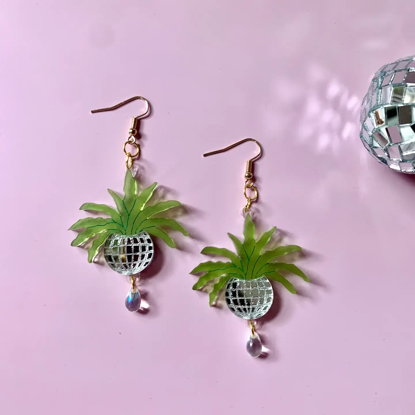 Disco Ball Planters Earrings - Botanical Air Plant - Not Picasso