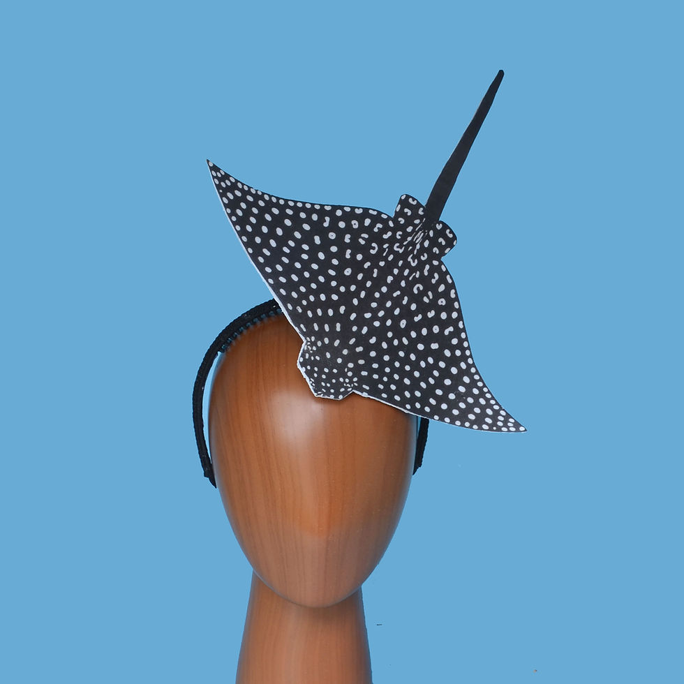 Thumbnail: Surrealist Black & White Stingray Fascinator | Eagle Ray Manta Ray Headband | Ha