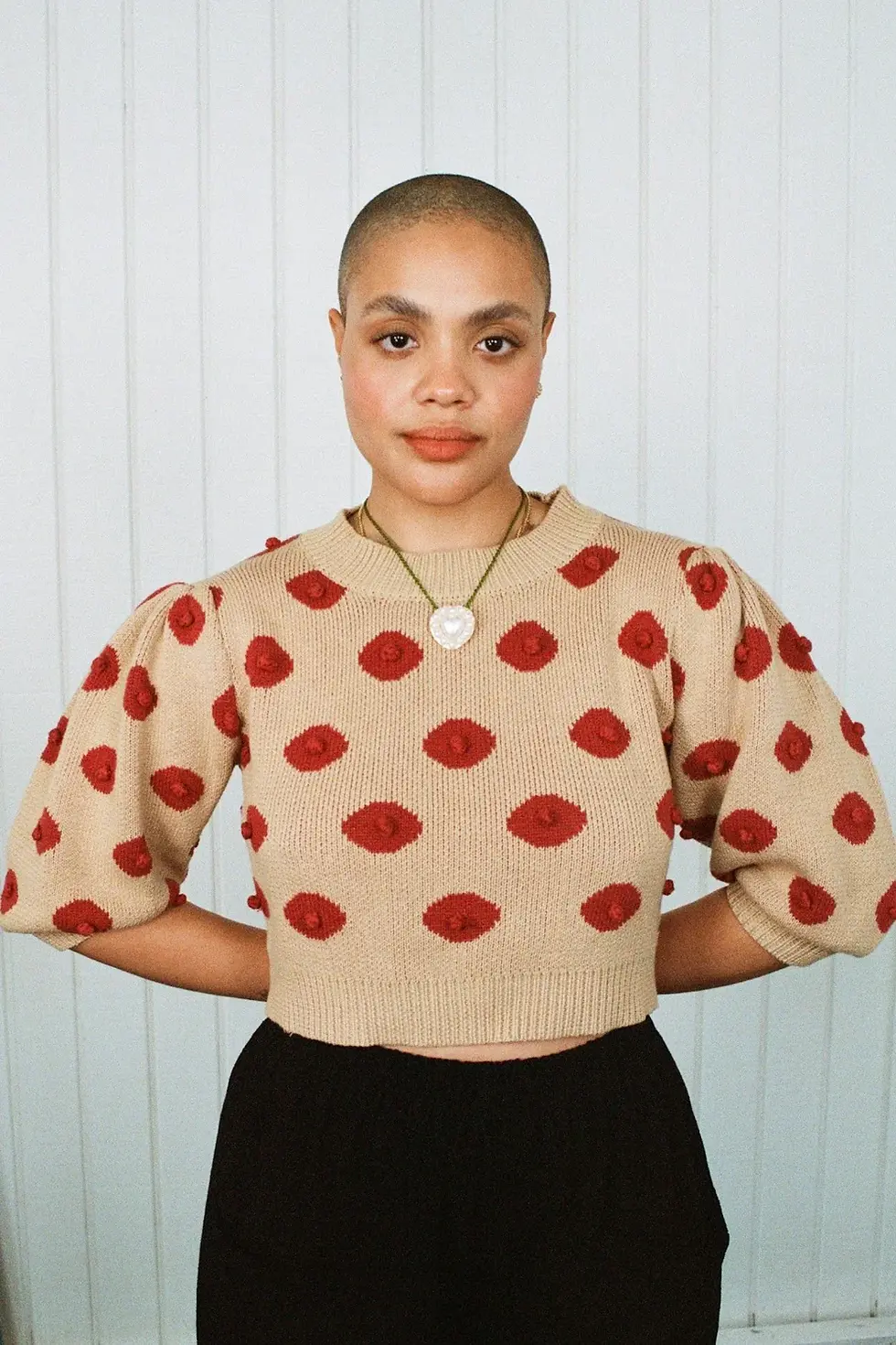 縮圖：Nipple Knit Top Beige | Fashion Brand Company | Boobs Breasts