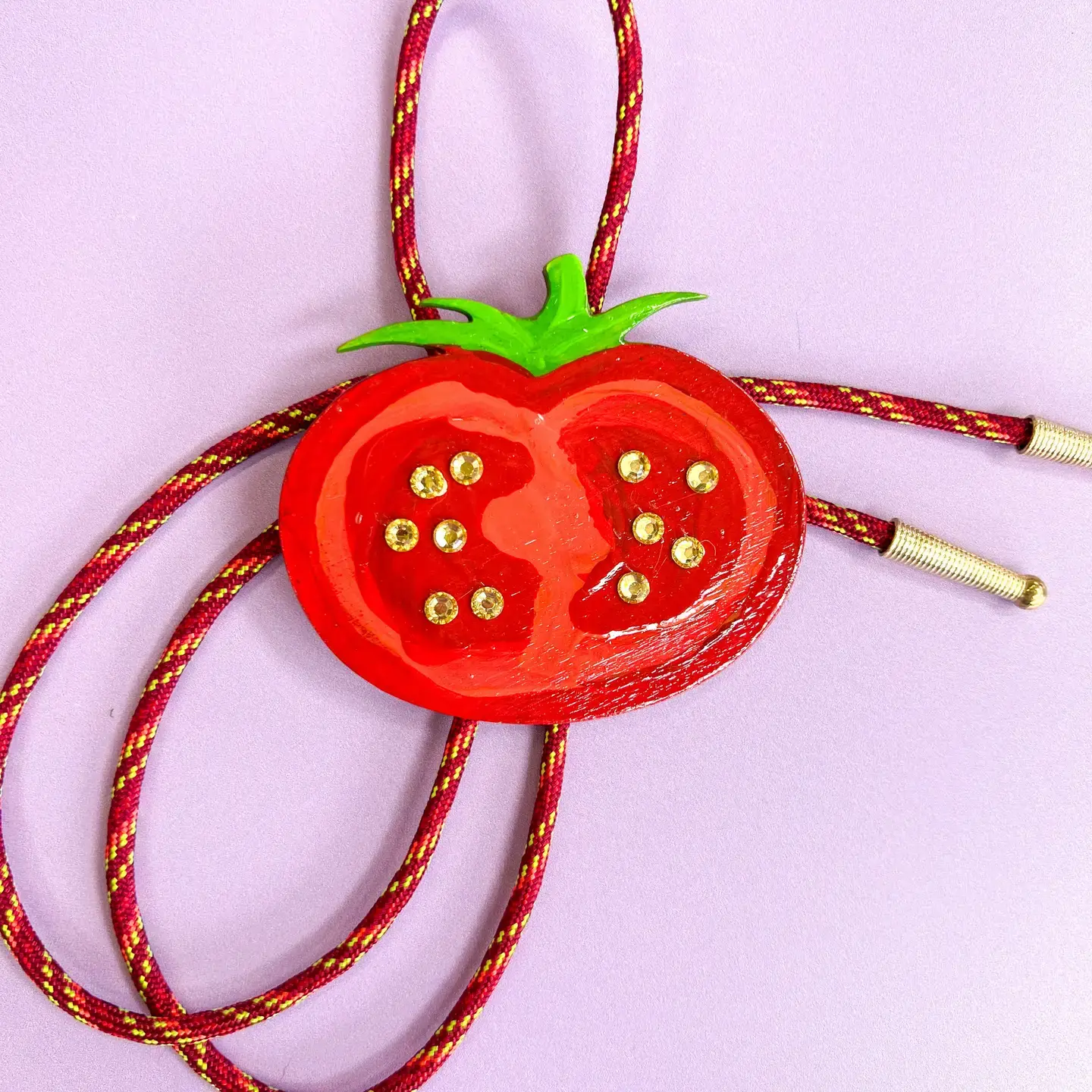 Summer Tomato Bolo Tie | Veggie Western Cowboy Necklace | Midwest Princess