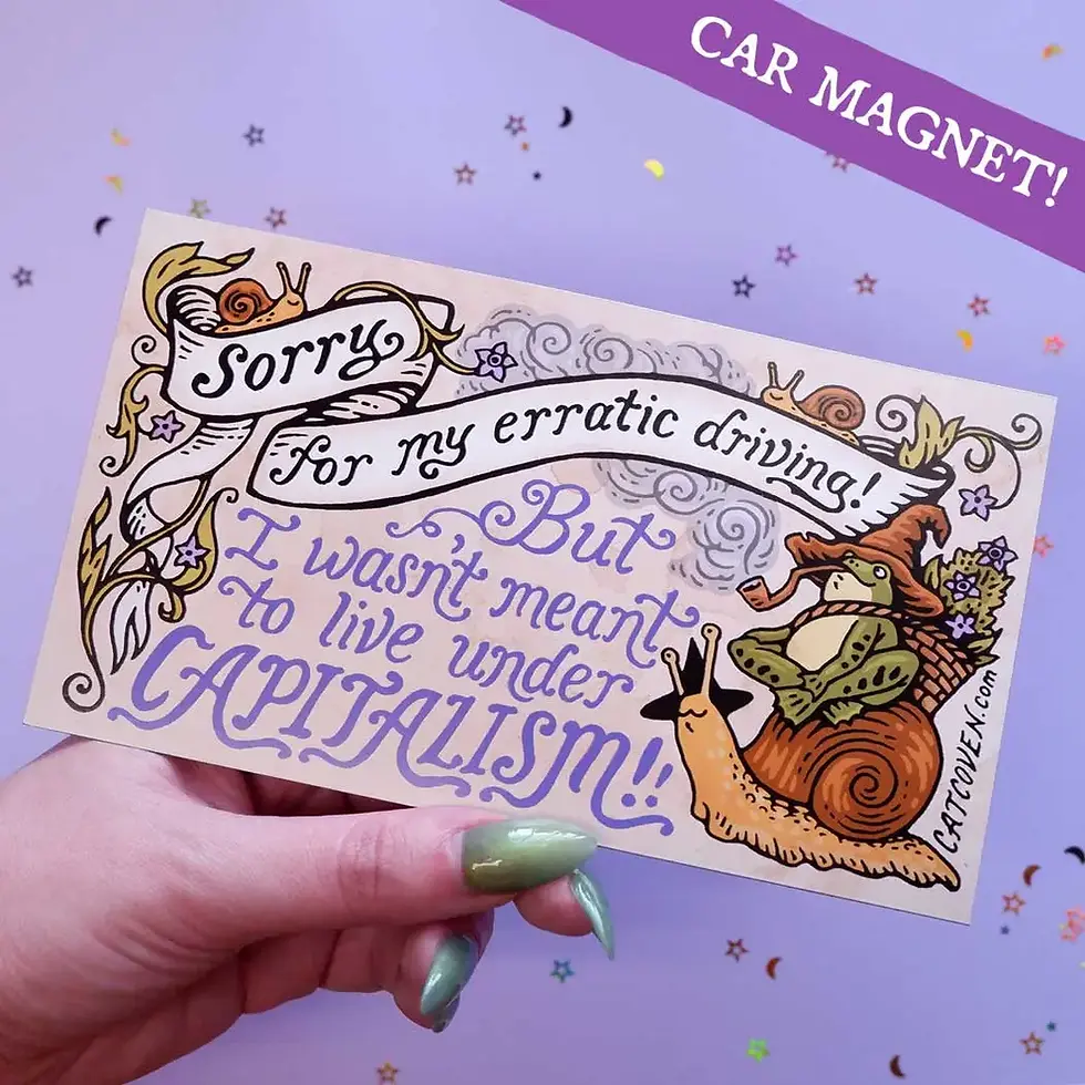 Thumbnail: Capitalism - Bumper Sticker - Frog Wizard & Snail - Cat Coven
