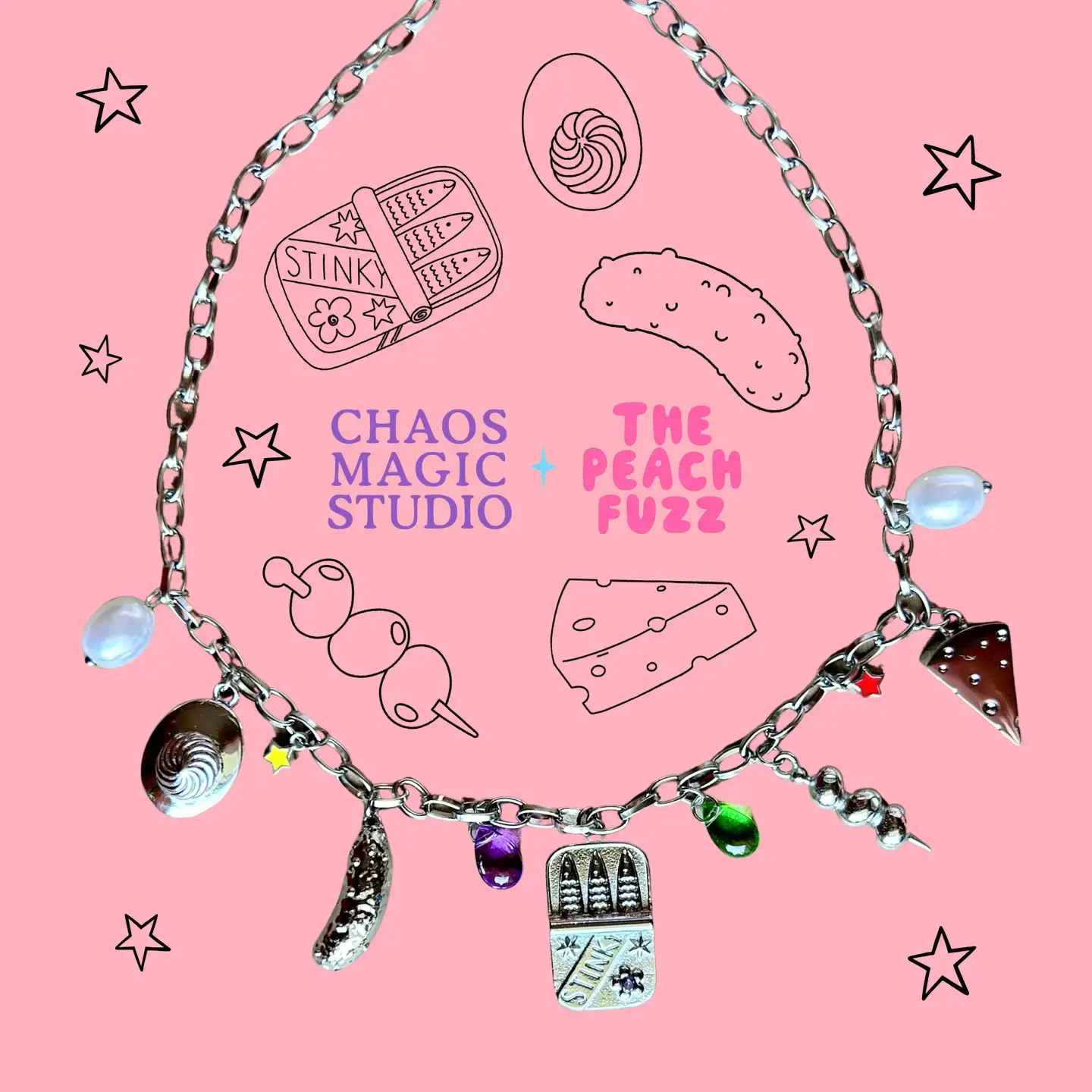 Stinky Snack Lover Necklace Tpf X Chaos Magic Studio | Cheese Olive Egg Pickle