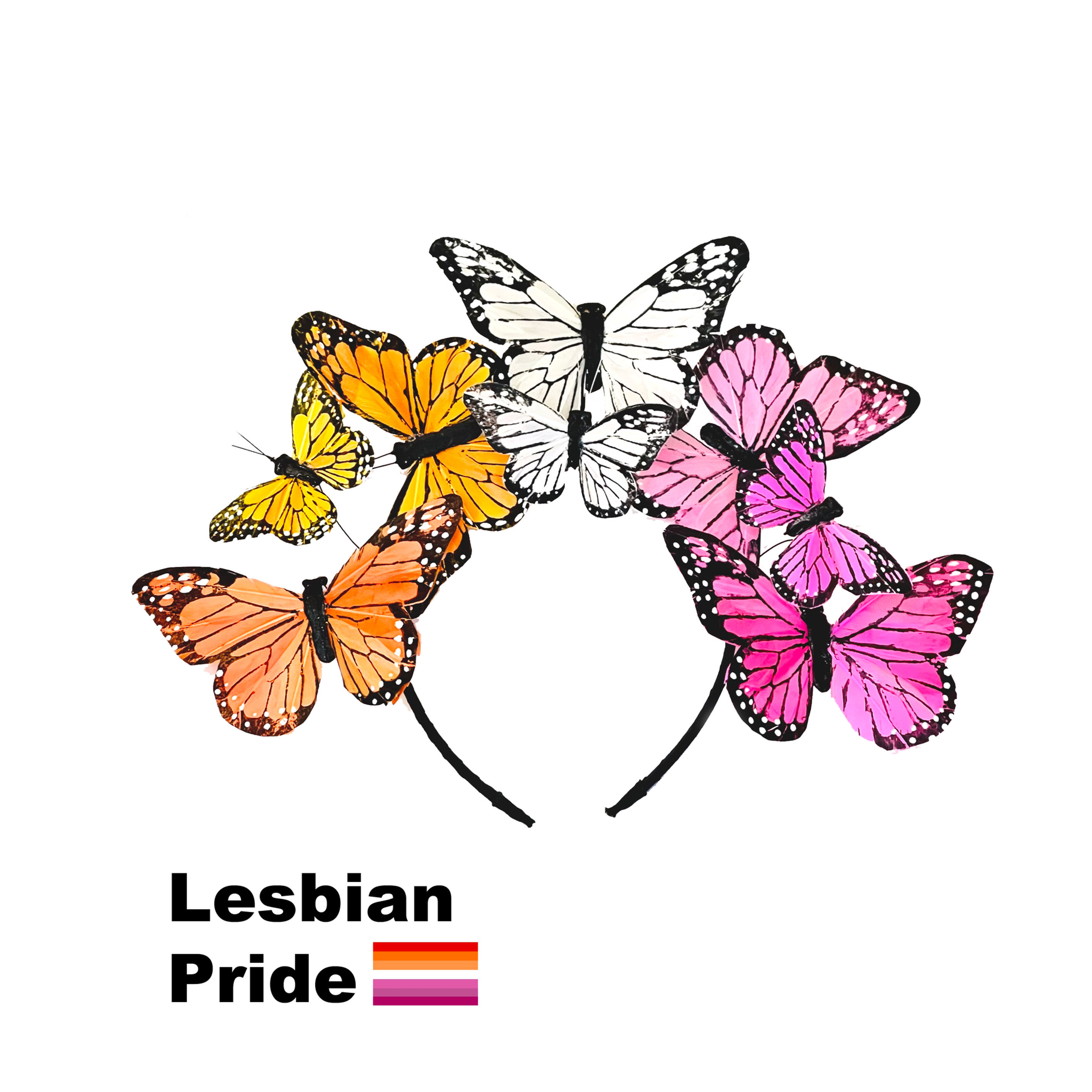 Lesbian Pride | Orange, White, Pink Butterfly Headband