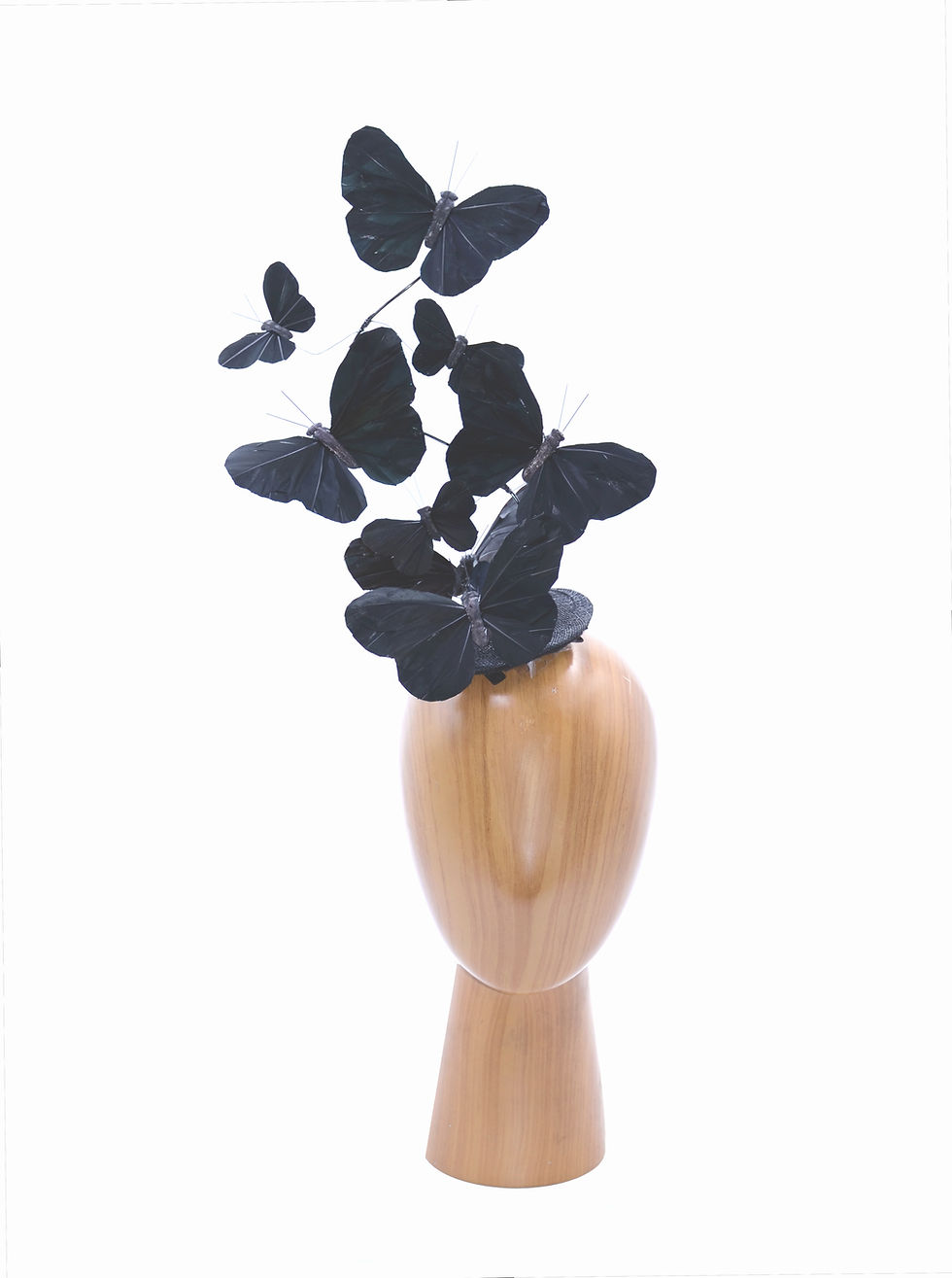Thumbnail: Black Ebony Feather Butterfly Fascinator Hat