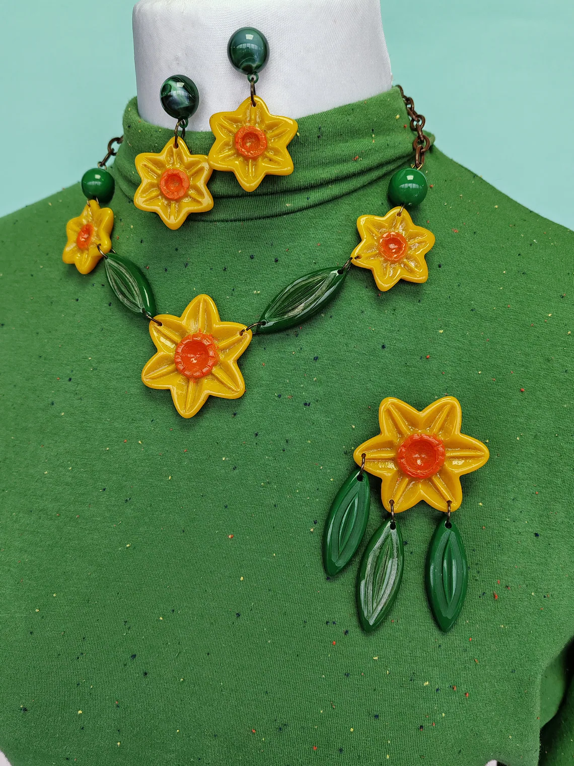 Thumbnail: Dreaming of Daffodils Necklace or Earrings by Erstwilder | 19440s Style Fa