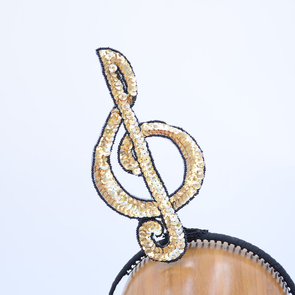縮圖：Gold or Silver Sequin Treble Clef Fascinator Headband