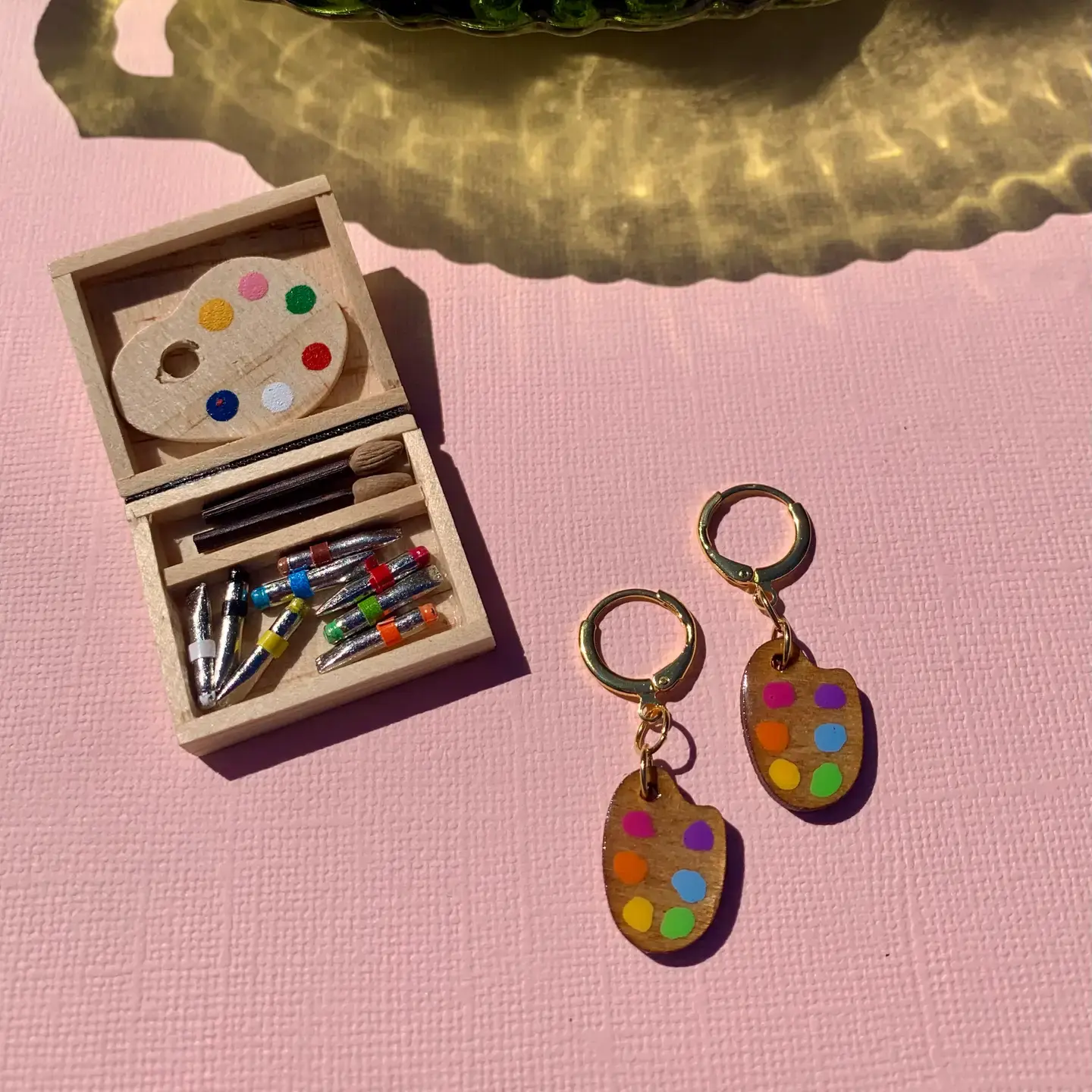 Mini Paint Palette Earrings - Art - Not Picasso - Novelty Kitsch Jewelry