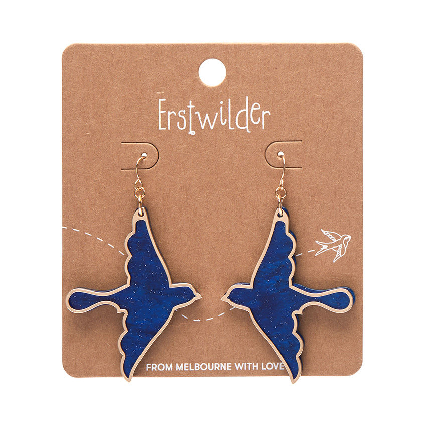 縮圖：Blue, Green - Swallow Ripple Glitter Resin Drop Earrings