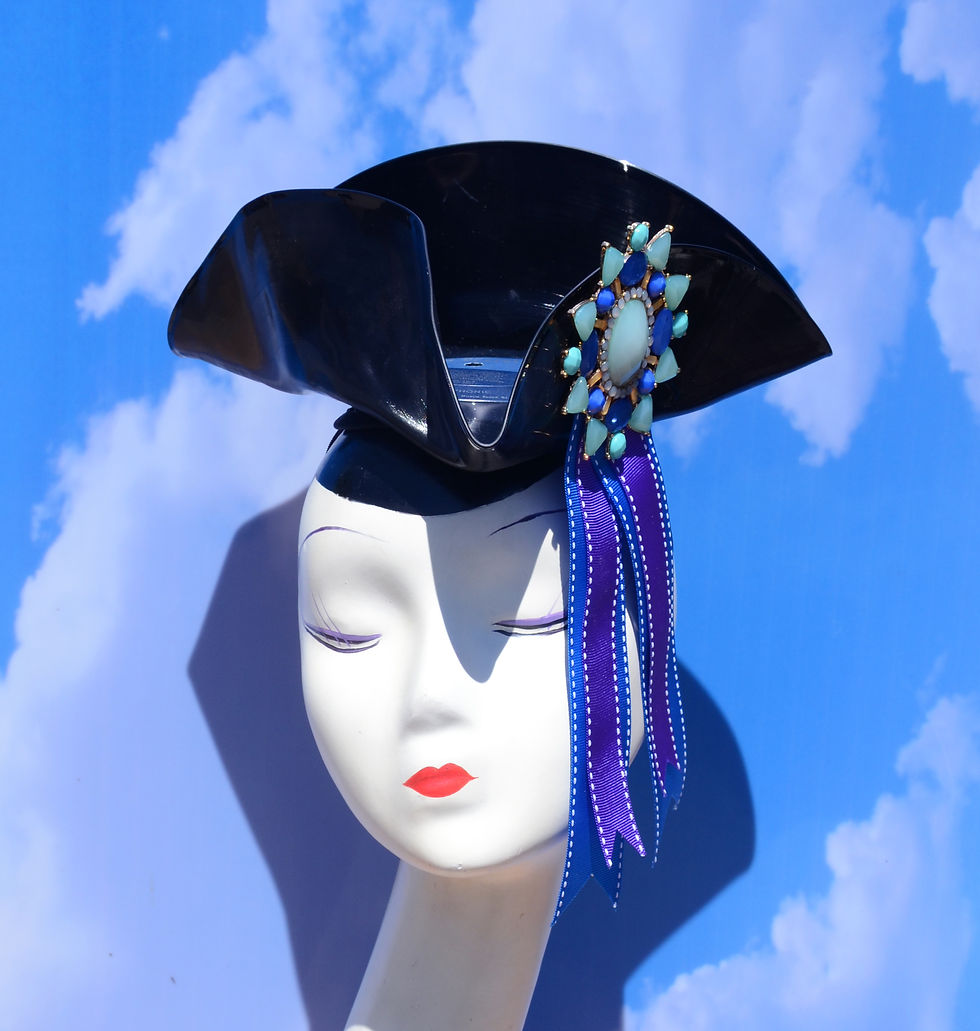 縮圖：Blue Black Purple Vinyl Music Record Unisex Tricorn Hat