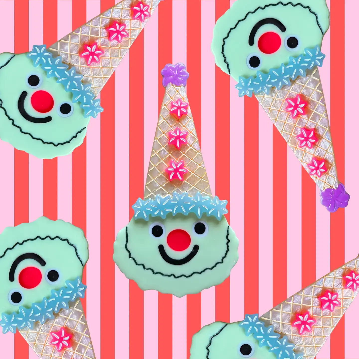 Ice Cream Clown Hair Clip | The Peach Fuzz | Clown Dessert