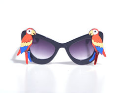 Laser-Cut Acrylic Red Parrot Black Sunglasses
