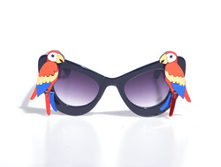 Laser-Cut Acrylic Red Parrot Black Sunglasses