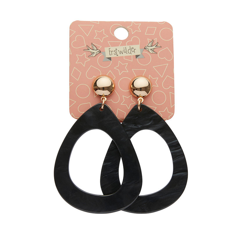 縮圖：Statement Marble Resin Tear Drop Earrings  | Blue, Coral, Black