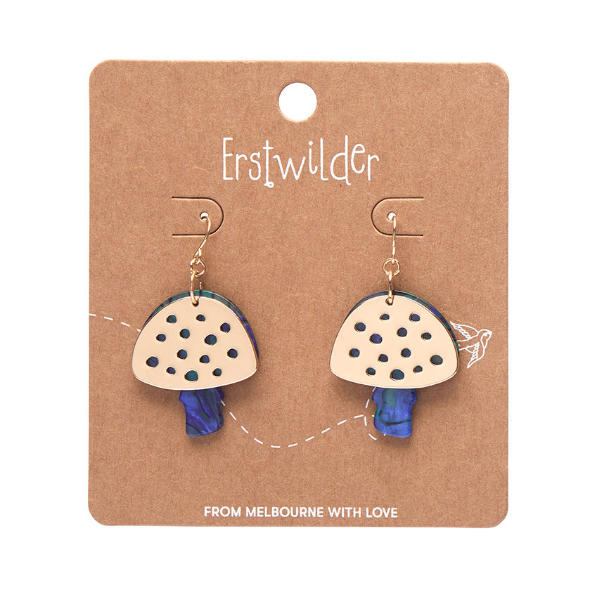 Thumbnail: Red, Pink, Blue - Mushroom Textured Resin Drop Earrings