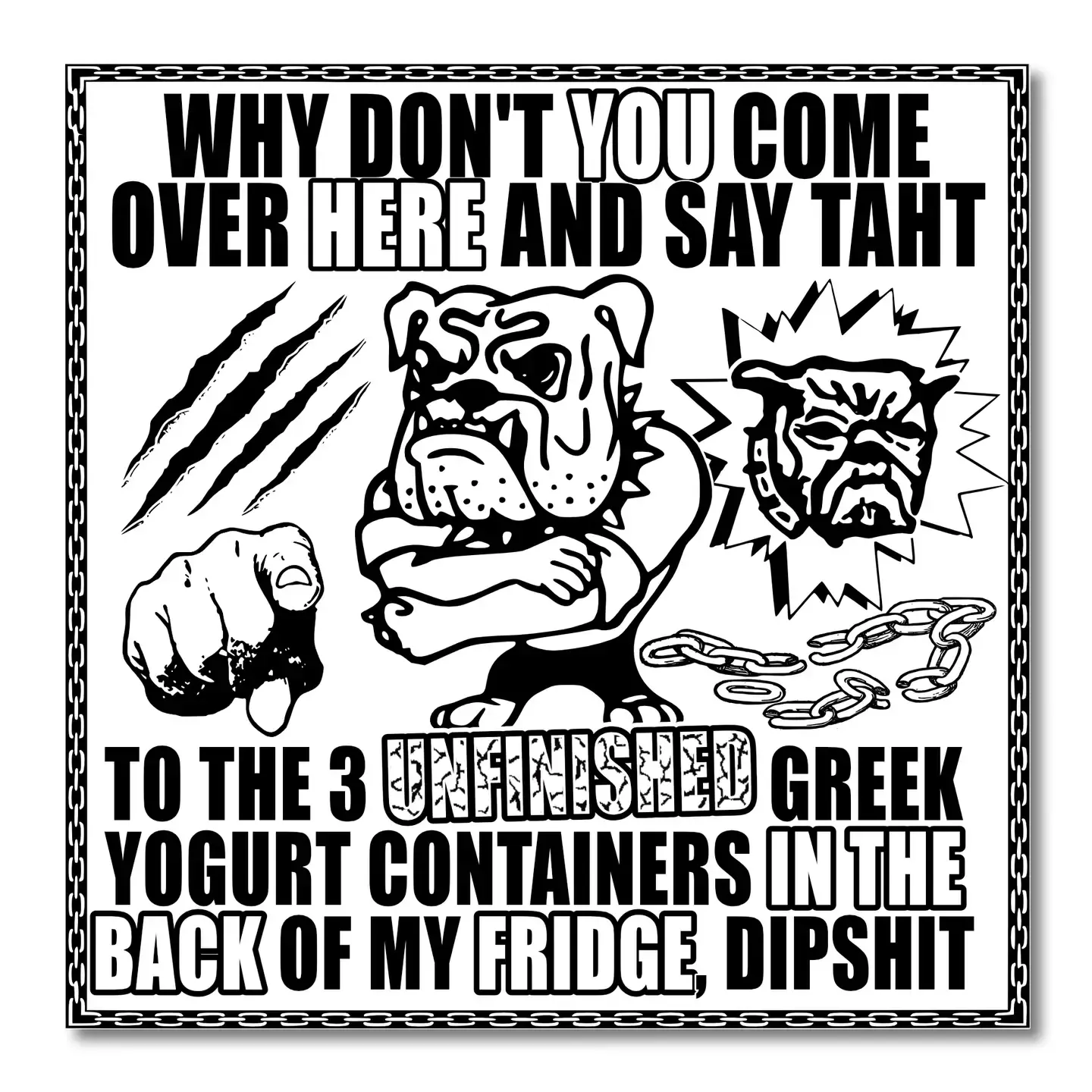"Greek Yogurt" Die-Cut Vinyl Sticker - Arcane Bullshit - Bull Dog