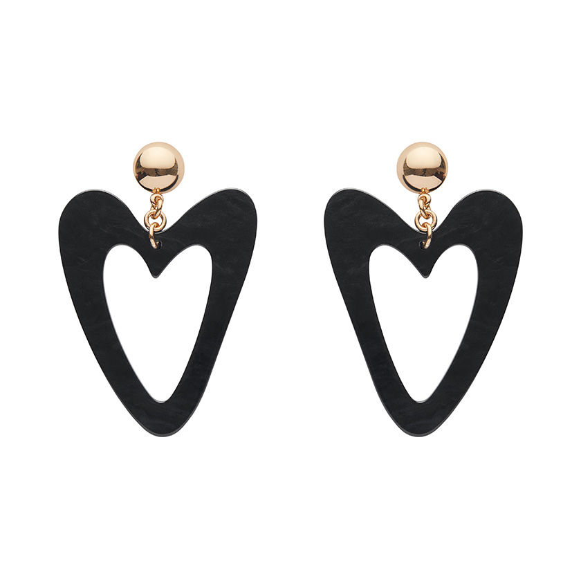 縮圖：Statement Resin Heart Drop Earrings  | Aqua, Pink, Red, Black